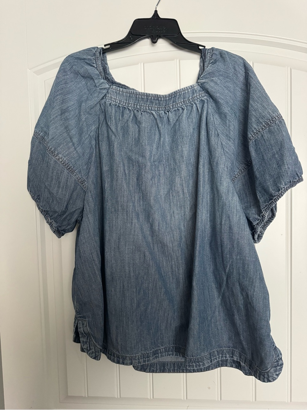 Lane Bryant Light Blue Chambray Peasant Blouse